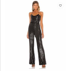 Parker Black Kallie Sequin Cowl Neck Jumpsuit